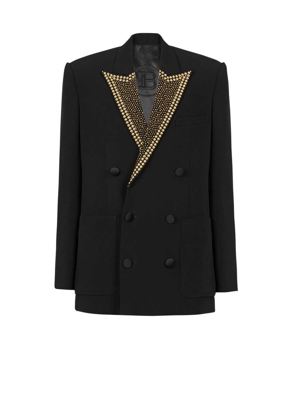 Balmain Eco-designed Blazer With Gold-tone Studded Embroidery Gold | OQESTNV-80