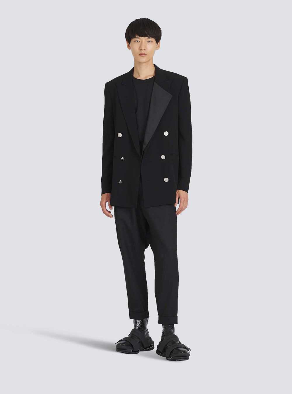 Balmain Eco-designed Blazer With Satin Collar Black | DSXANZI-86