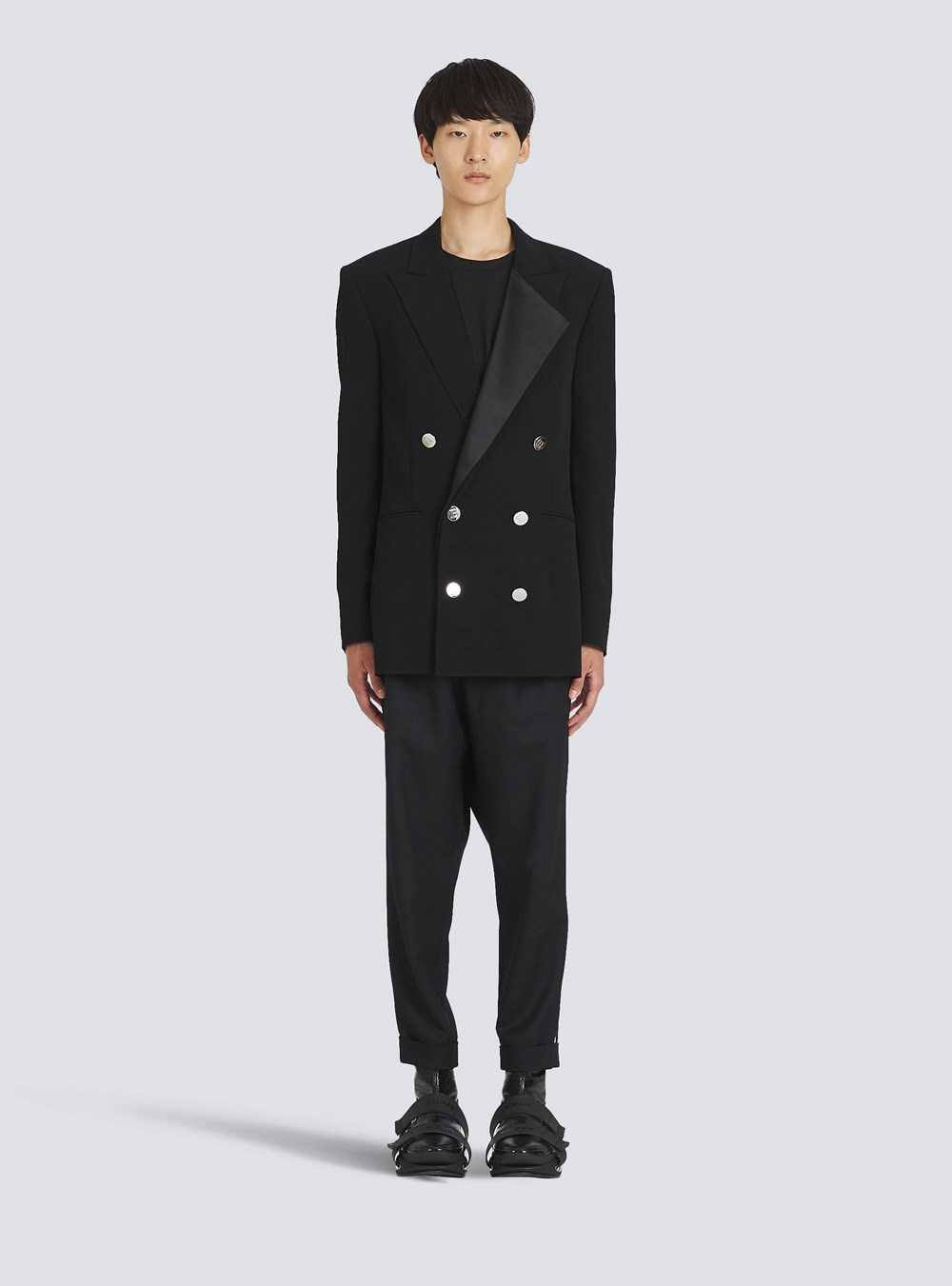 Balmain Eco-designed Blazer With Satin Collar Black | DSXANZI-86