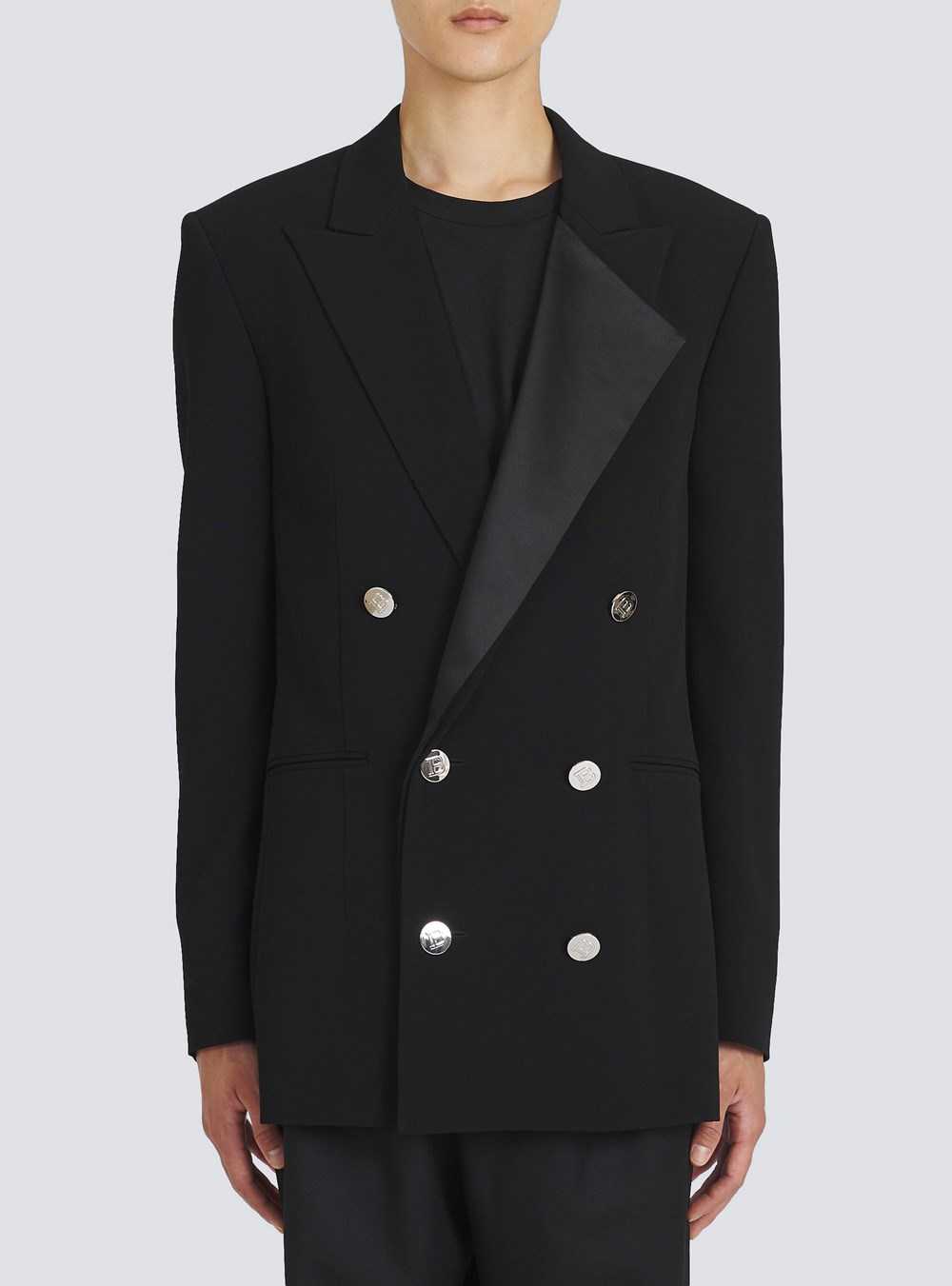 Balmain Eco-designed Blazer With Satin Collar Black | DSXANZI-86