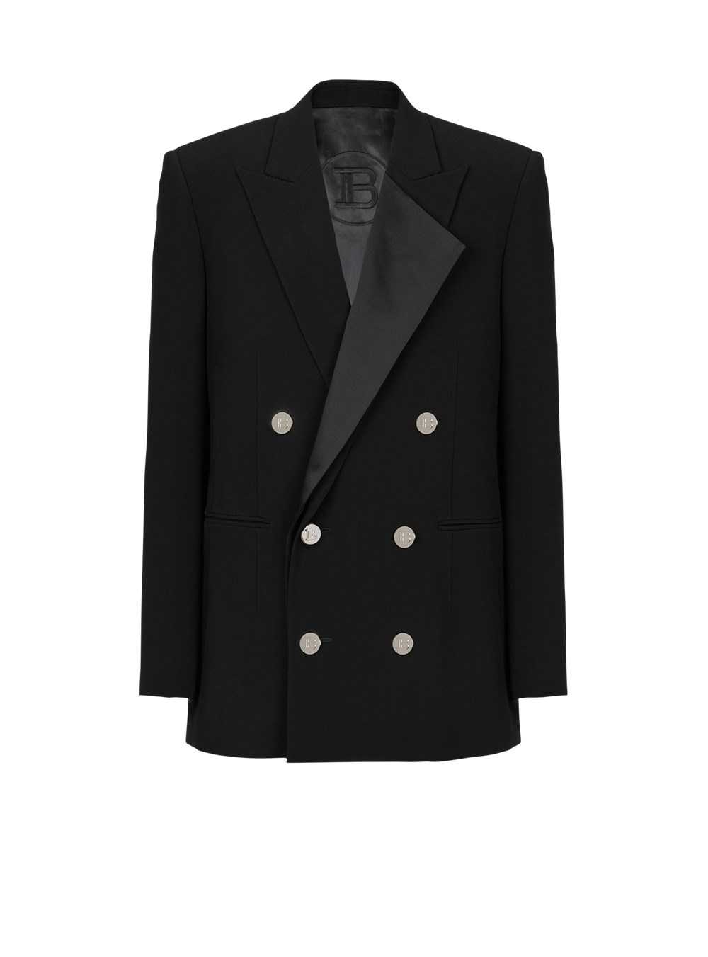 Balmain Eco-designed Blazer With Satin Collar Black | DSXANZI-86