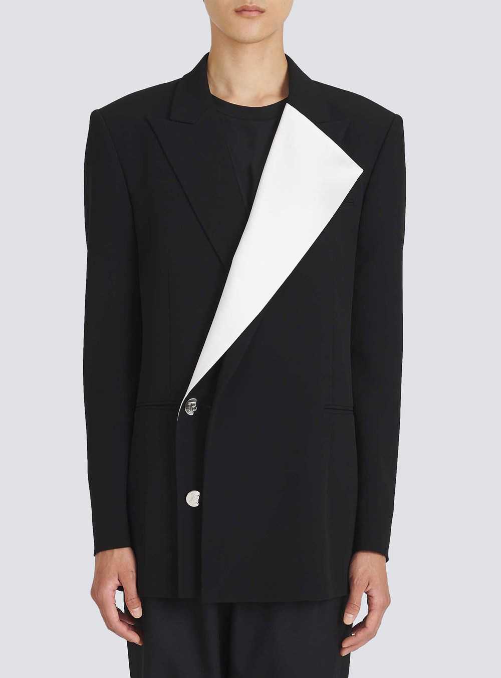 Balmain Eco-designed Blazer With Satin Collar Black | MOXAIFL-47