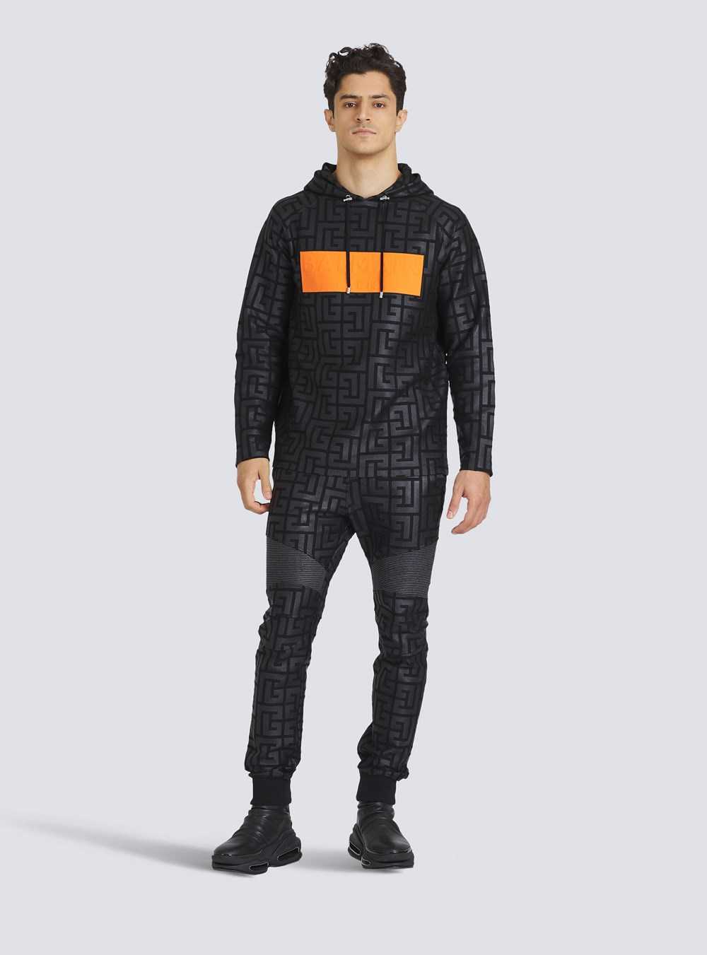 Balmain Eco-designed Cotton Balmain Monogram Sweatshirt With Balmain Logo Black | AEPDXHR-02