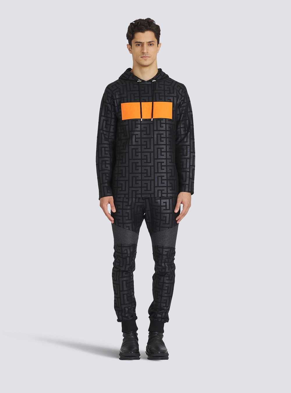 Balmain Eco-designed Cotton Balmain Monogram Sweatshirt With Balmain Logo Black | AEPDXHR-02