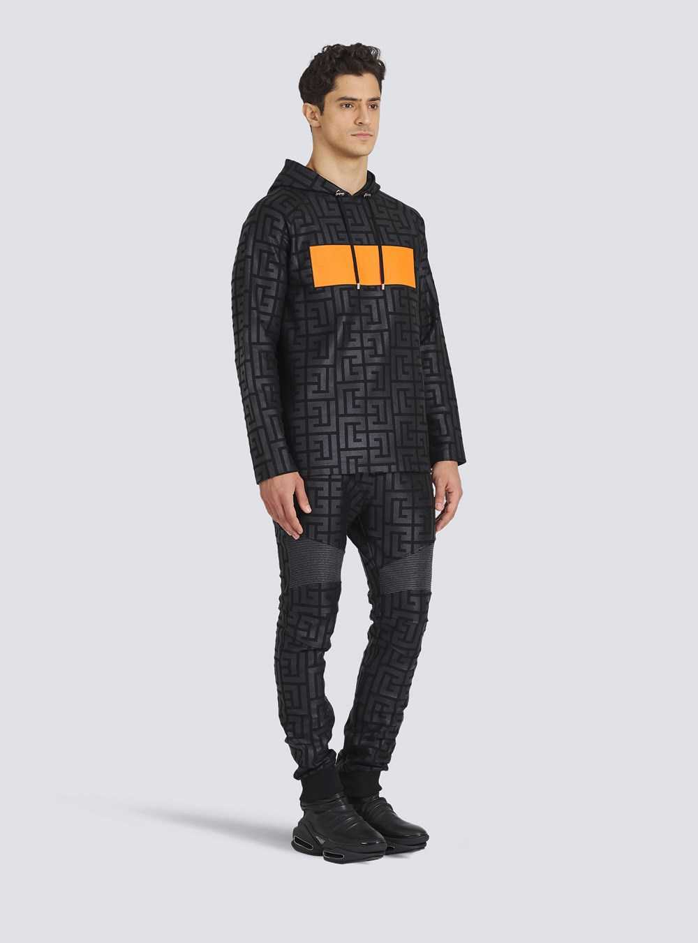 Balmain Eco-designed Cotton Balmain Monogram Sweatshirt With Balmain Logo Black | AEPDXHR-02