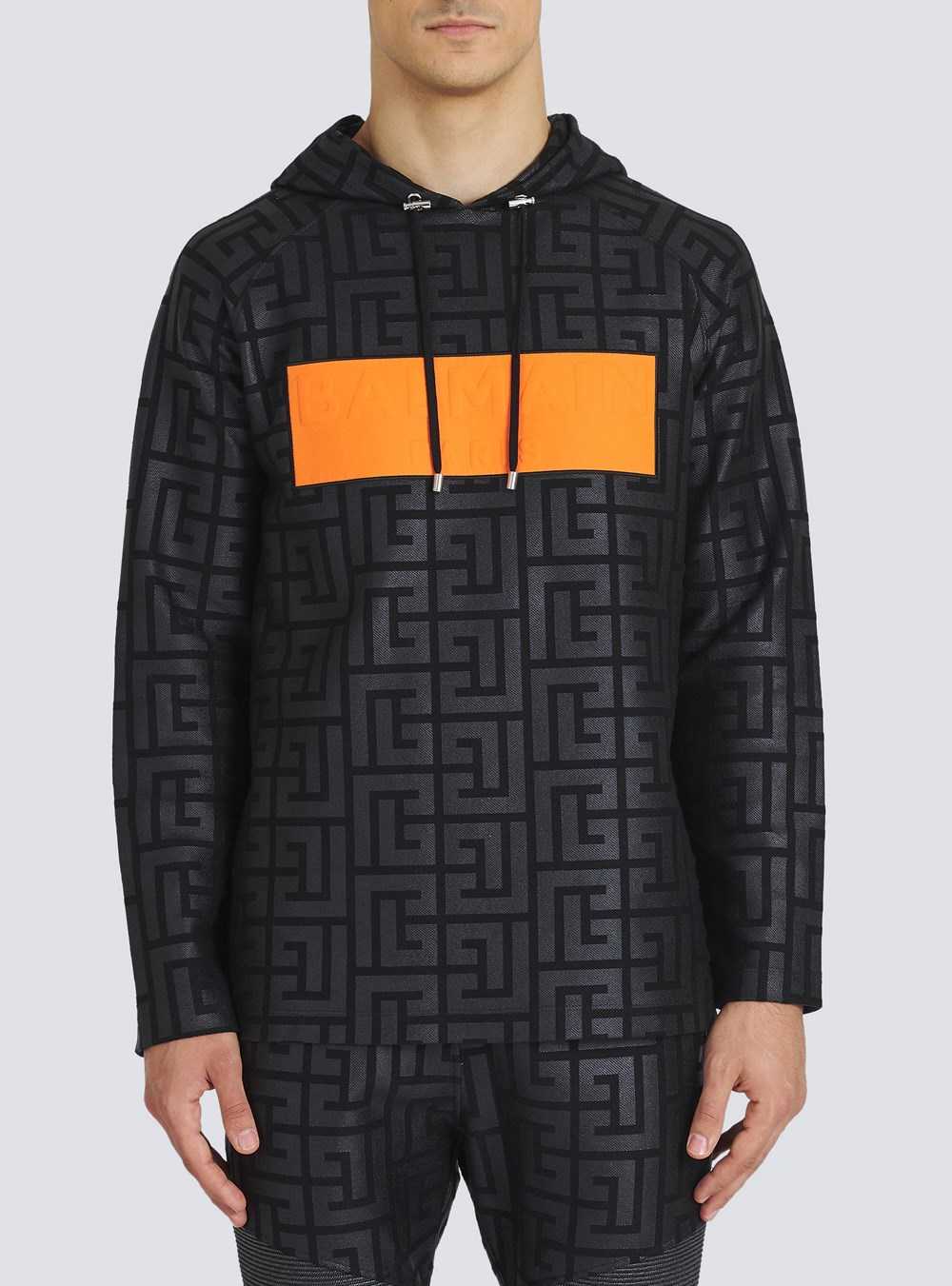 Balmain Eco-designed Cotton Balmain Monogram Sweatshirt With Balmain Logo Black | AEPDXHR-02