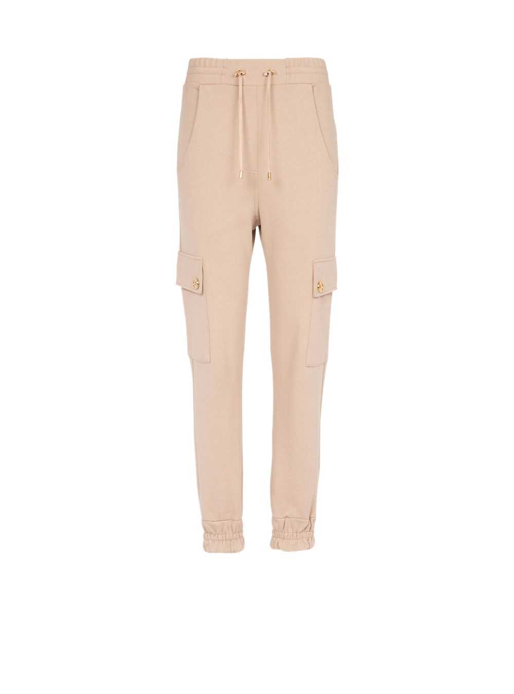 Balmain Eco-designed Cotton Cargo Sweatpants Beige | KZFOUYD-14