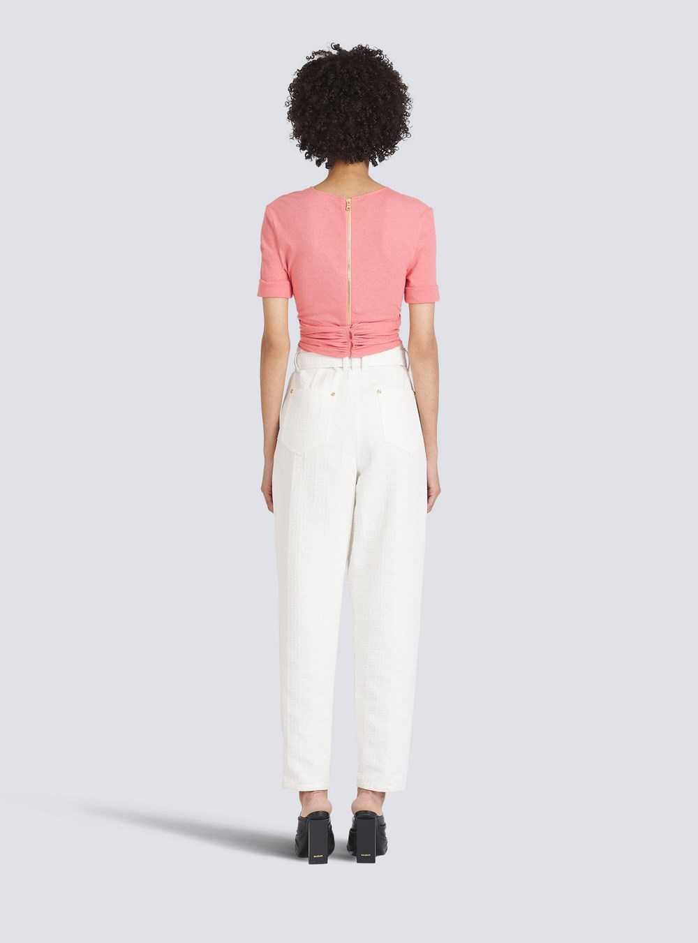 Balmain Eco-designed Cotton Crop Top Pink | ULCBQMN-46