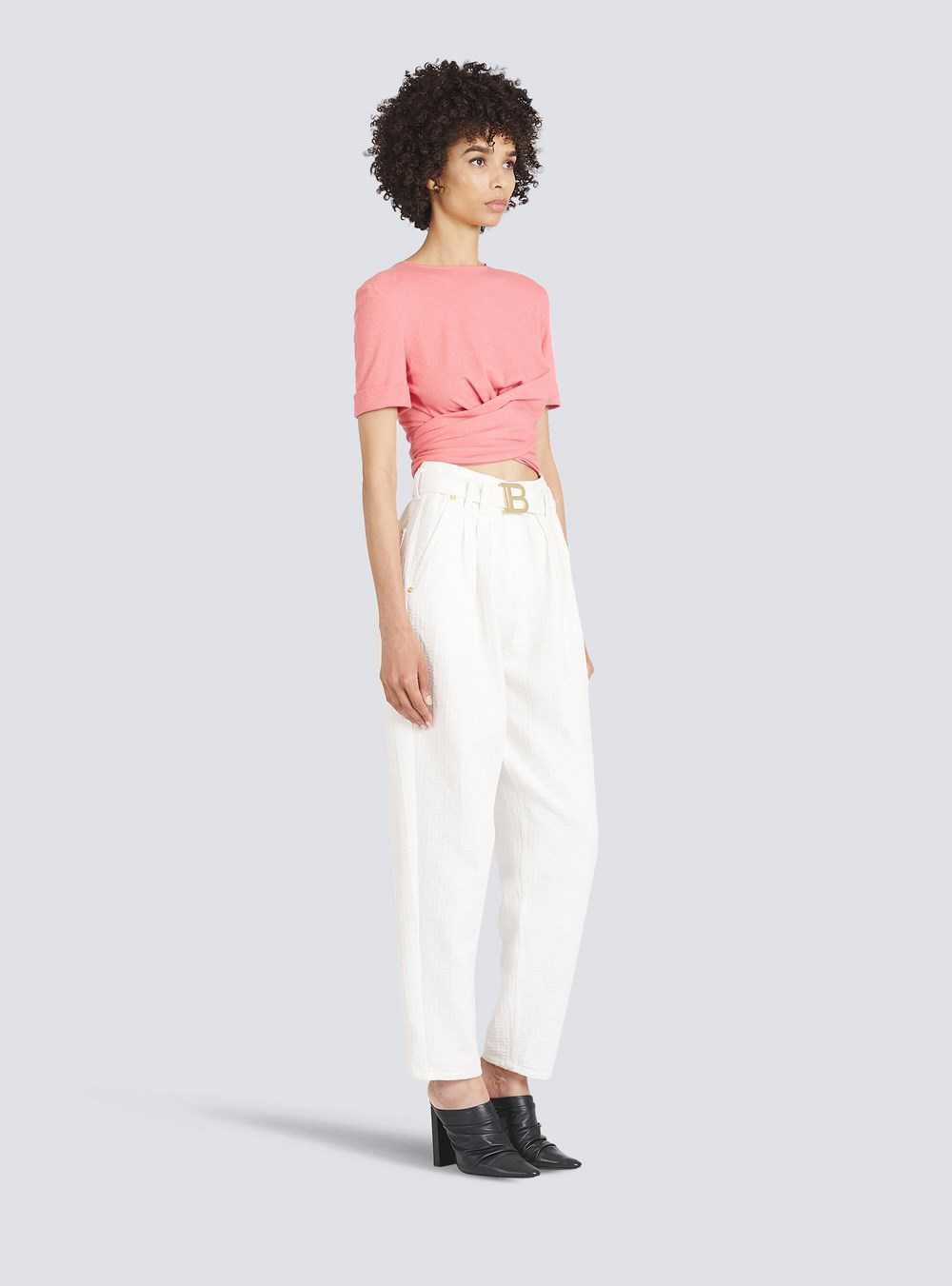 Balmain Eco-designed Cotton Crop Top Pink | ULCBQMN-46