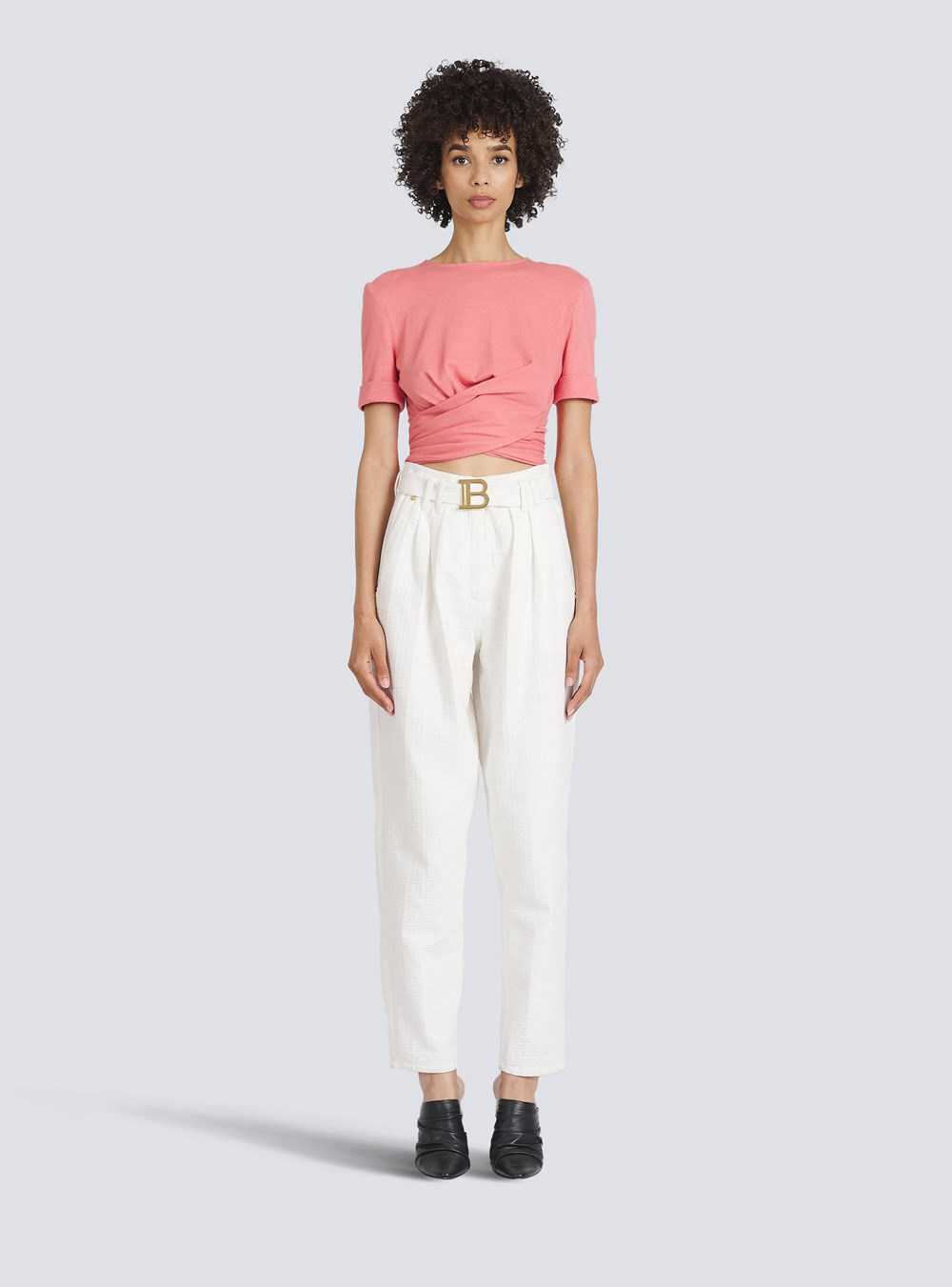 Balmain Eco-designed Cotton Crop Top Pink | ULCBQMN-46