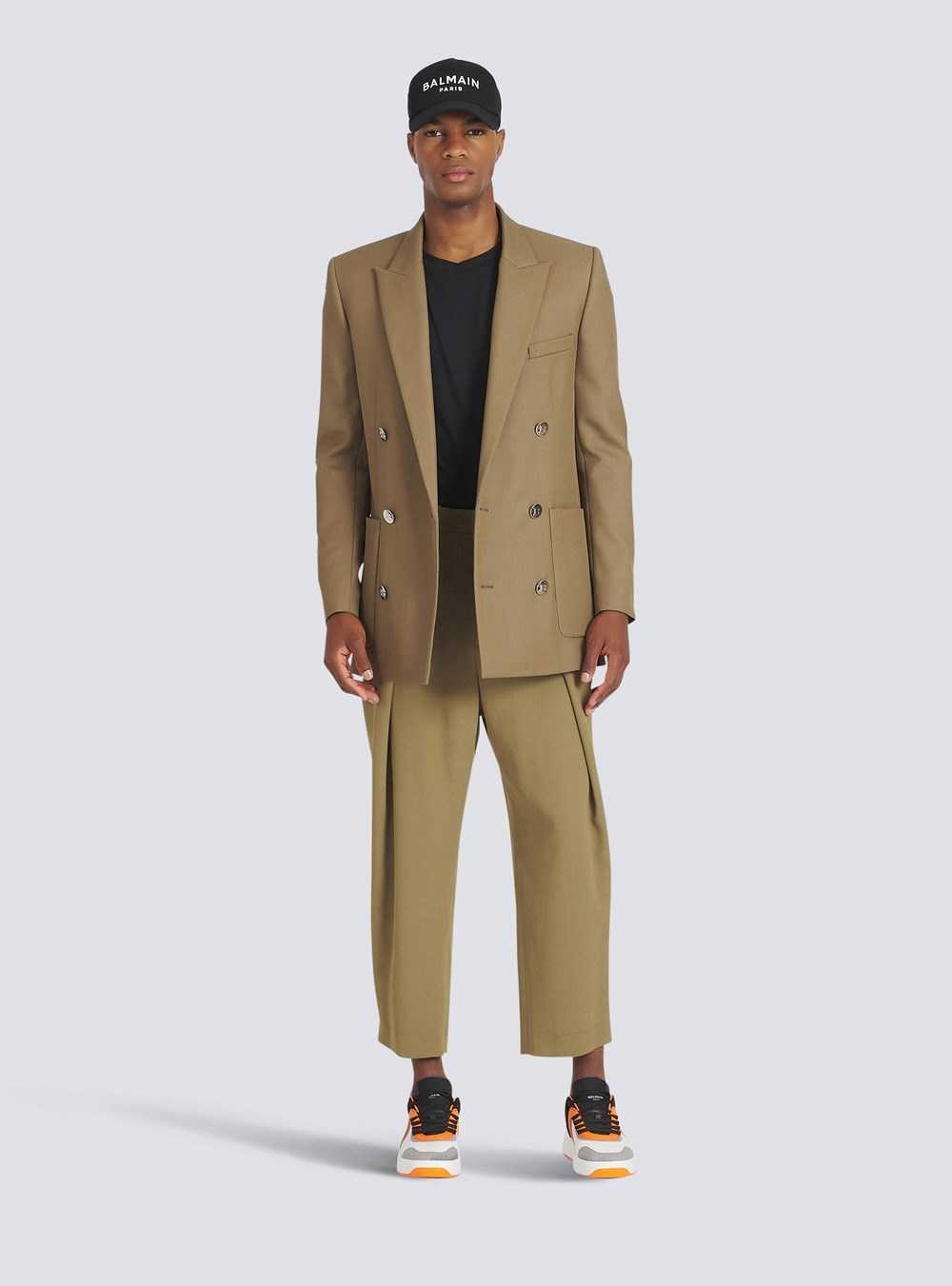 Balmain Eco-designed Cotton Pleated Pants Brown | QMBRCKW-13