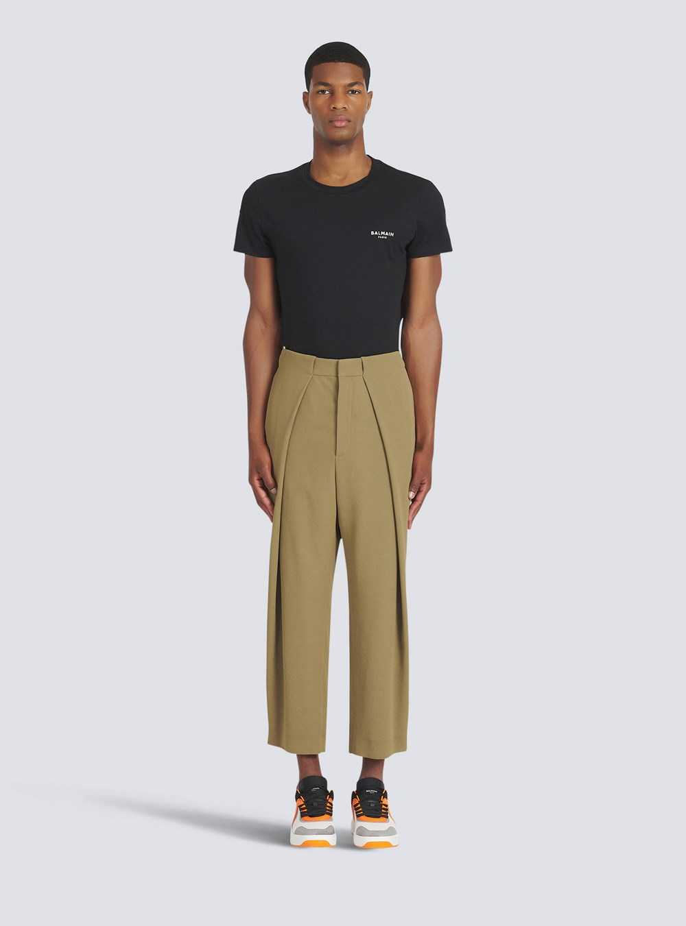 Balmain Eco-designed Cotton Pleated Pants Brown | QMBRCKW-13