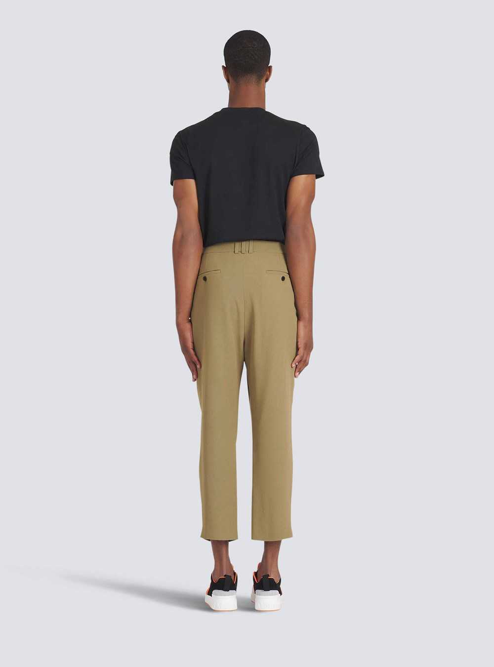 Balmain Eco-designed Cotton Pleated Pants Brown | QMBRCKW-13