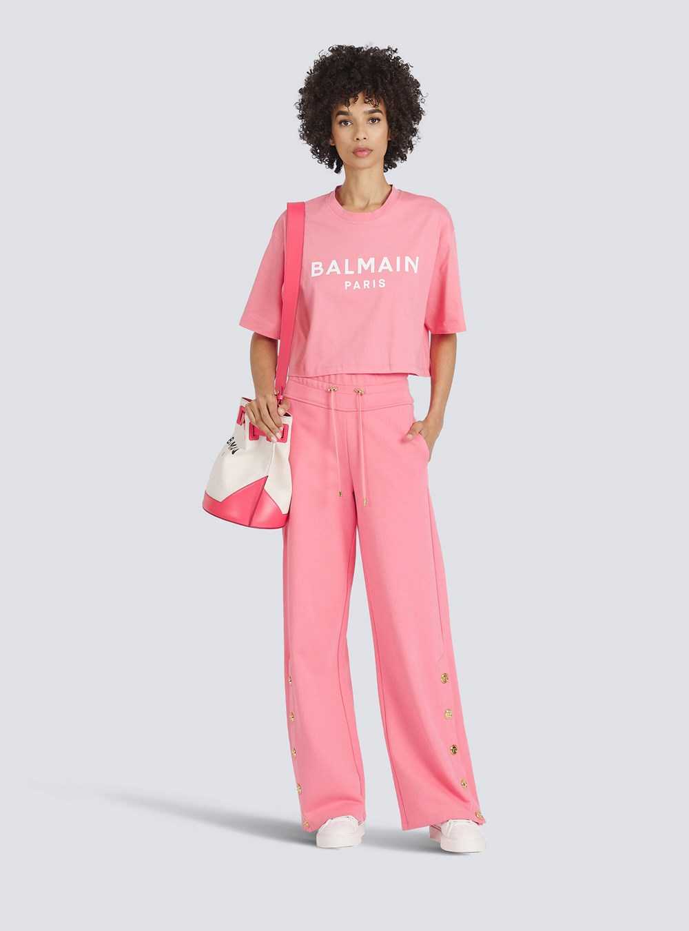 Balmain Eco-designed Cotton Sweatpants Pink | FSWHCDO-13