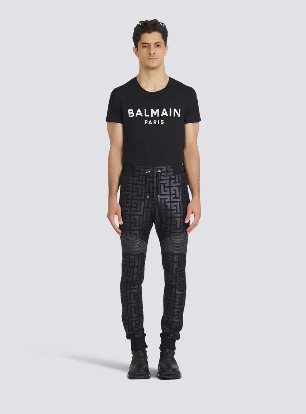 Balmain Eco-designed Cotton Sweatpants With Maxi Balmain Monogram Black | DKAXRVC-09