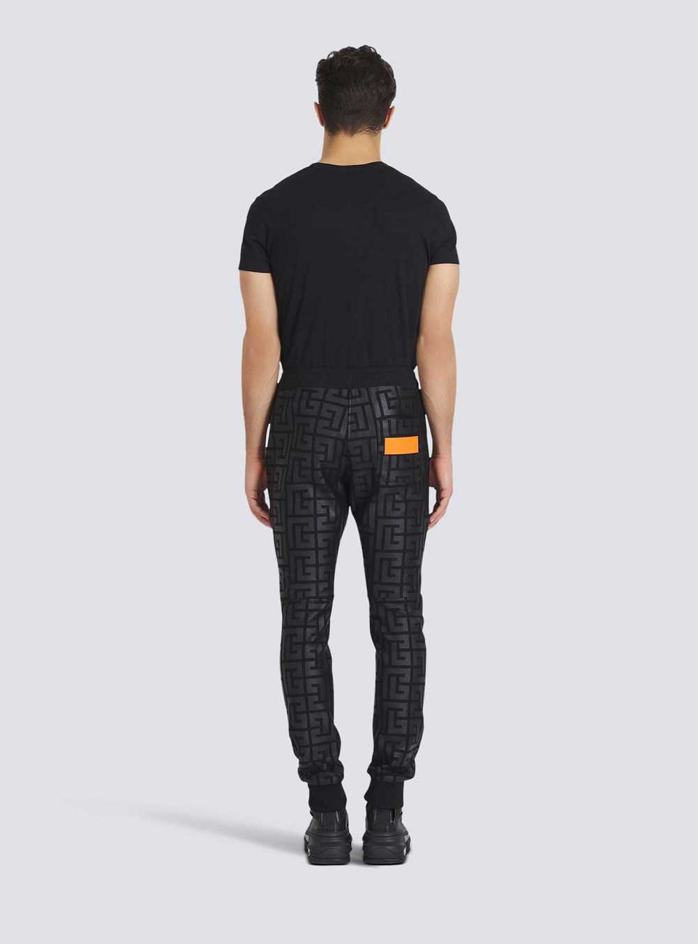 Balmain Eco-designed Cotton Sweatpants With Maxi Balmain Monogram Black | DKAXRVC-09