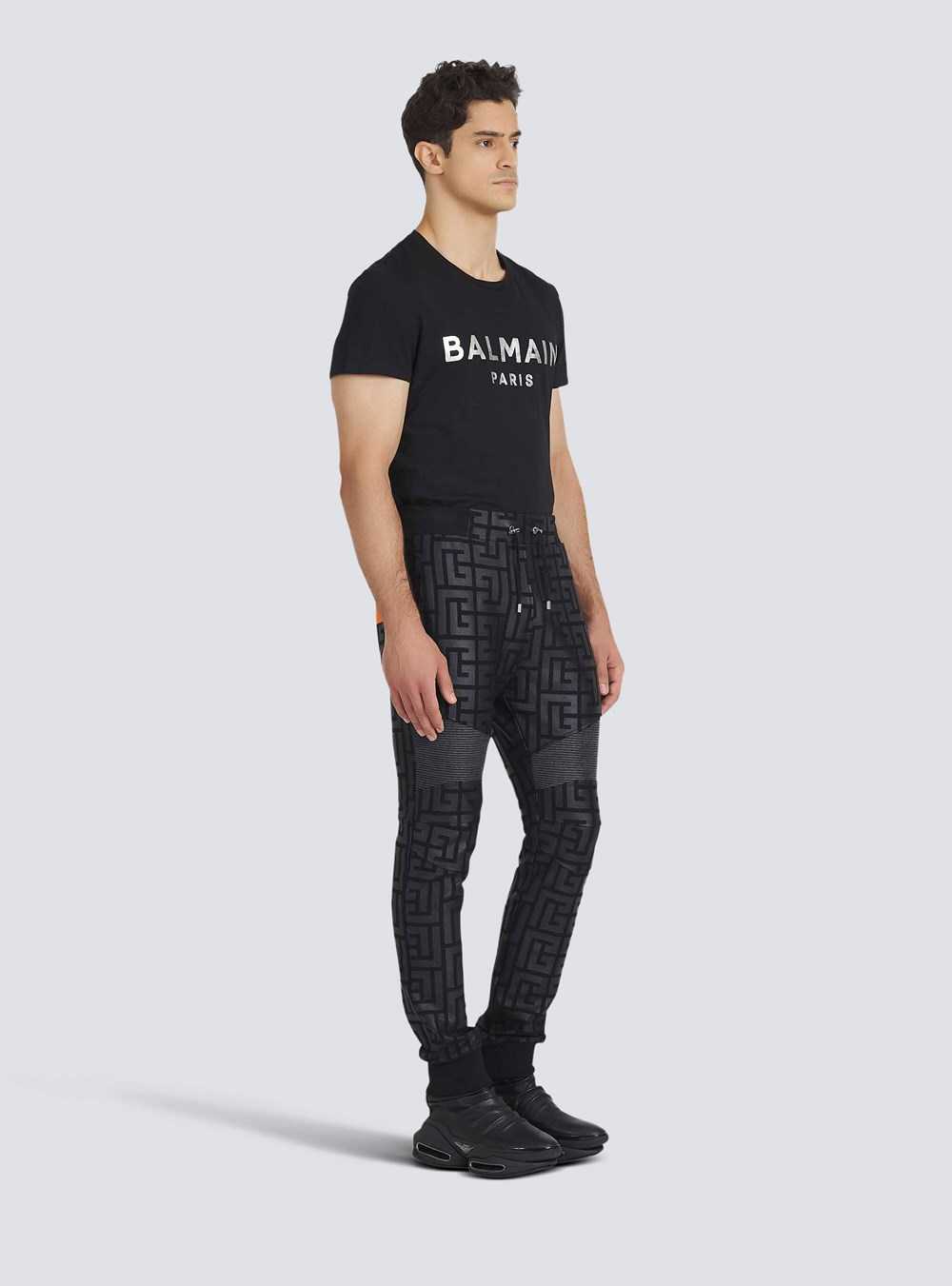 Balmain Eco-designed Cotton Sweatpants With Maxi Balmain Monogram Black | DKAXRVC-09