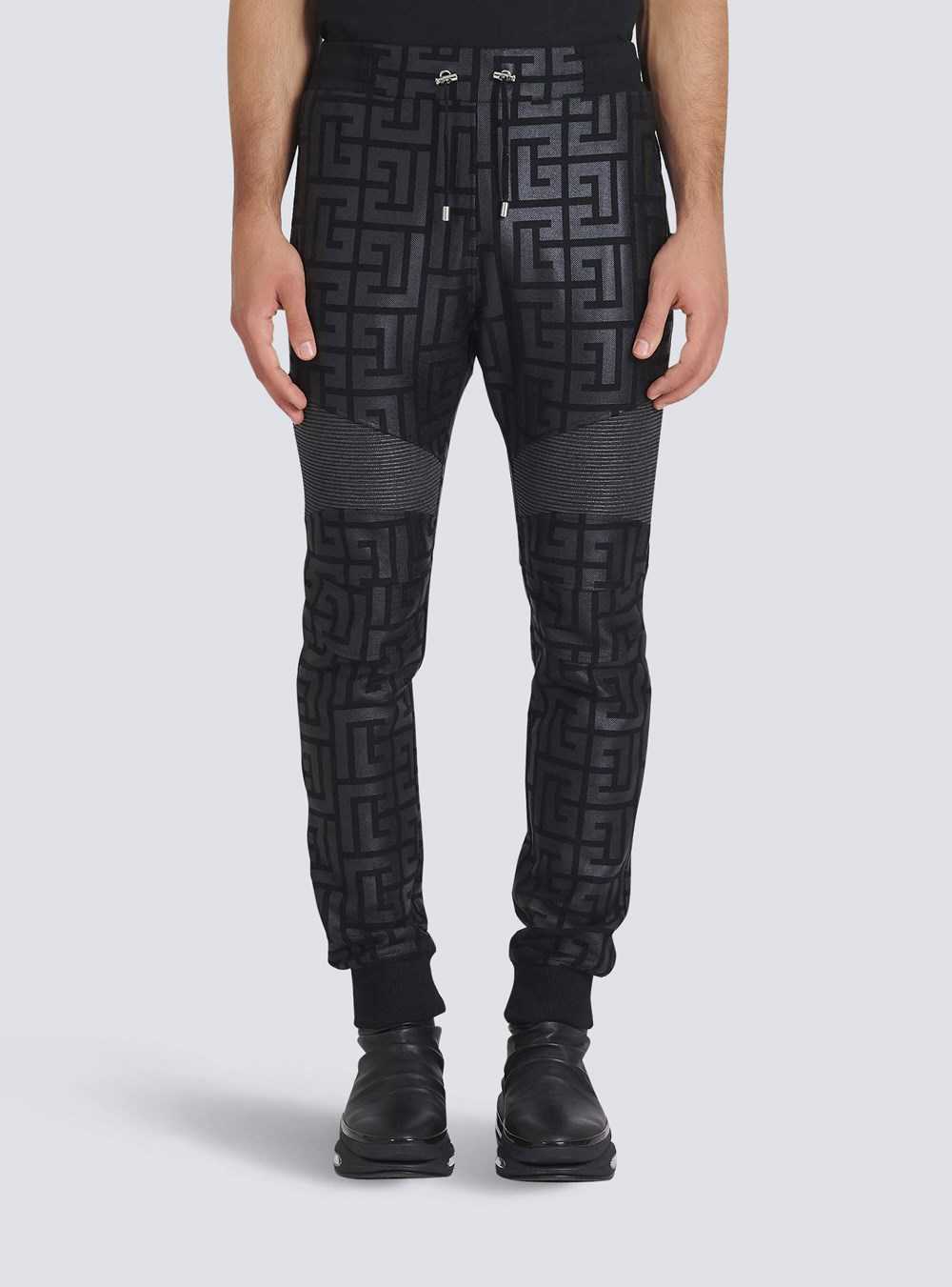 Balmain Eco-designed Cotton Sweatpants With Maxi Balmain Monogram Black | DKAXRVC-09