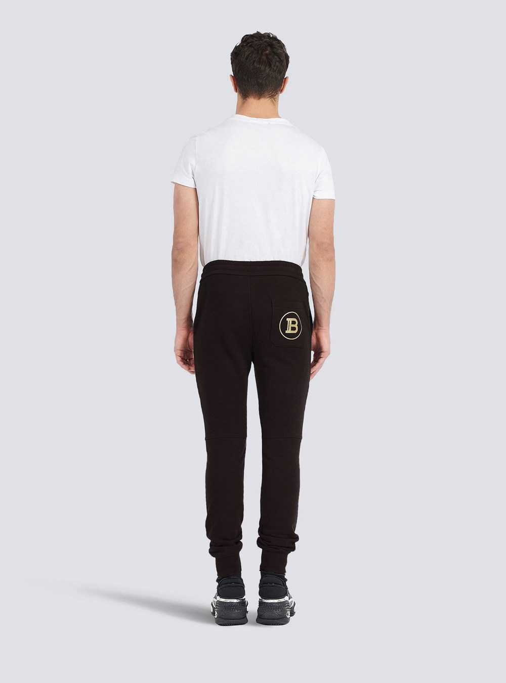 Balmain Eco-designed Cotton Sweatpants With Balmain Logo Print Gold | IMXCELK-06