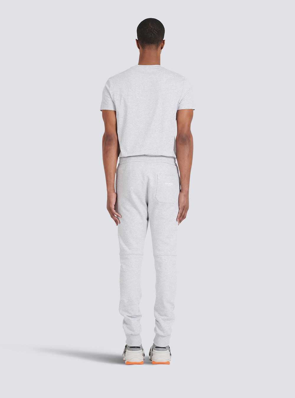 Balmain Eco-designed Cotton Sweatpants With Flocked Balmain Paris Logo Grey | SXEWRLO-19