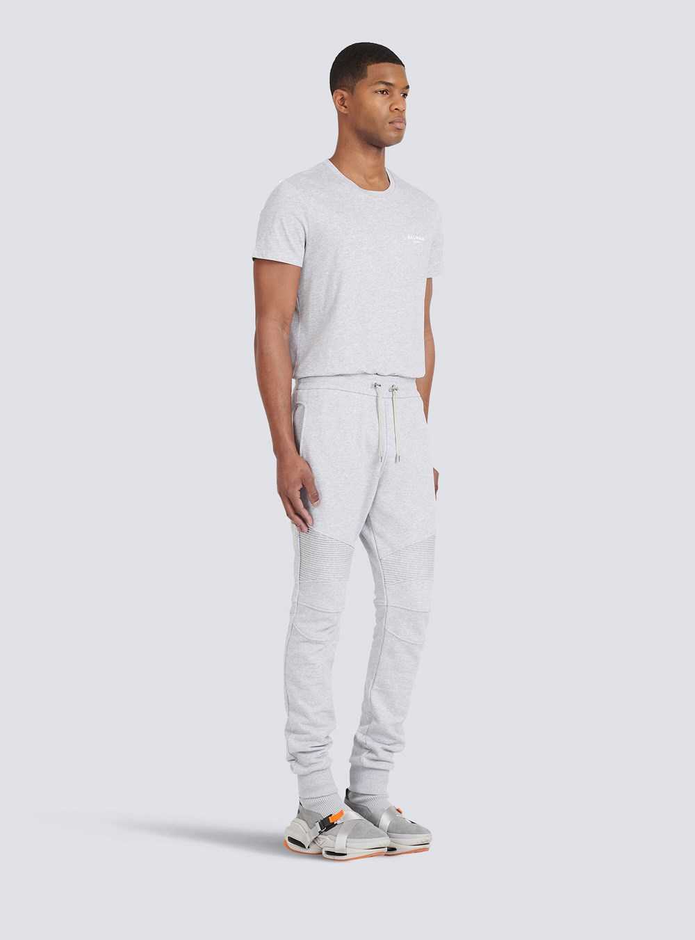 Balmain Eco-designed Cotton Sweatpants With Flocked Balmain Paris Logo Grey | SXEWRLO-19