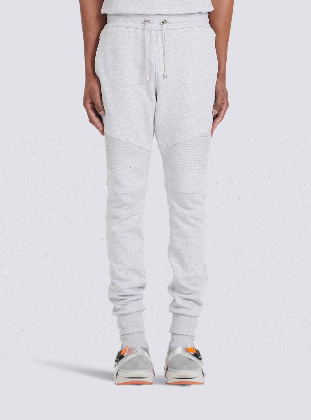 Balmain Eco-designed Cotton Sweatpants With Flocked Balmain Paris Logo Grey | SXEWRLO-19