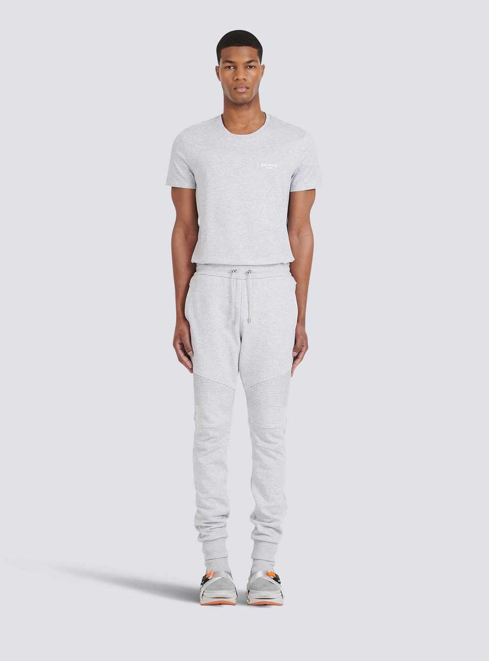 Balmain Eco-designed Cotton Sweatpants With Flocked Balmain Paris Logo Grey | SXEWRLO-19