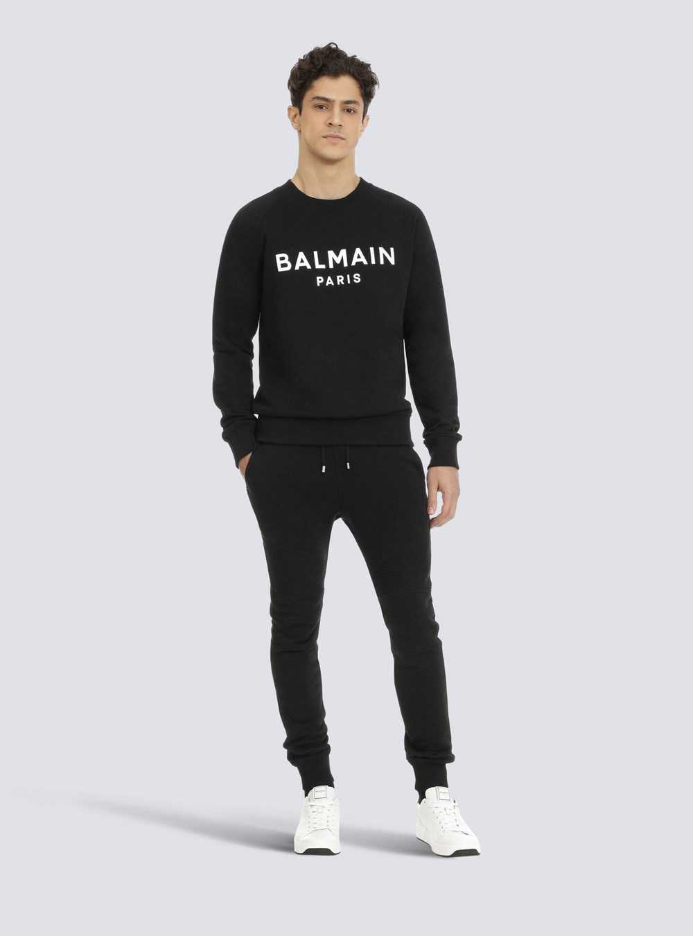 Balmain Eco-designed Cotton Sweatpants With Balmain Logo Print Silver | TYPDXKJ-94