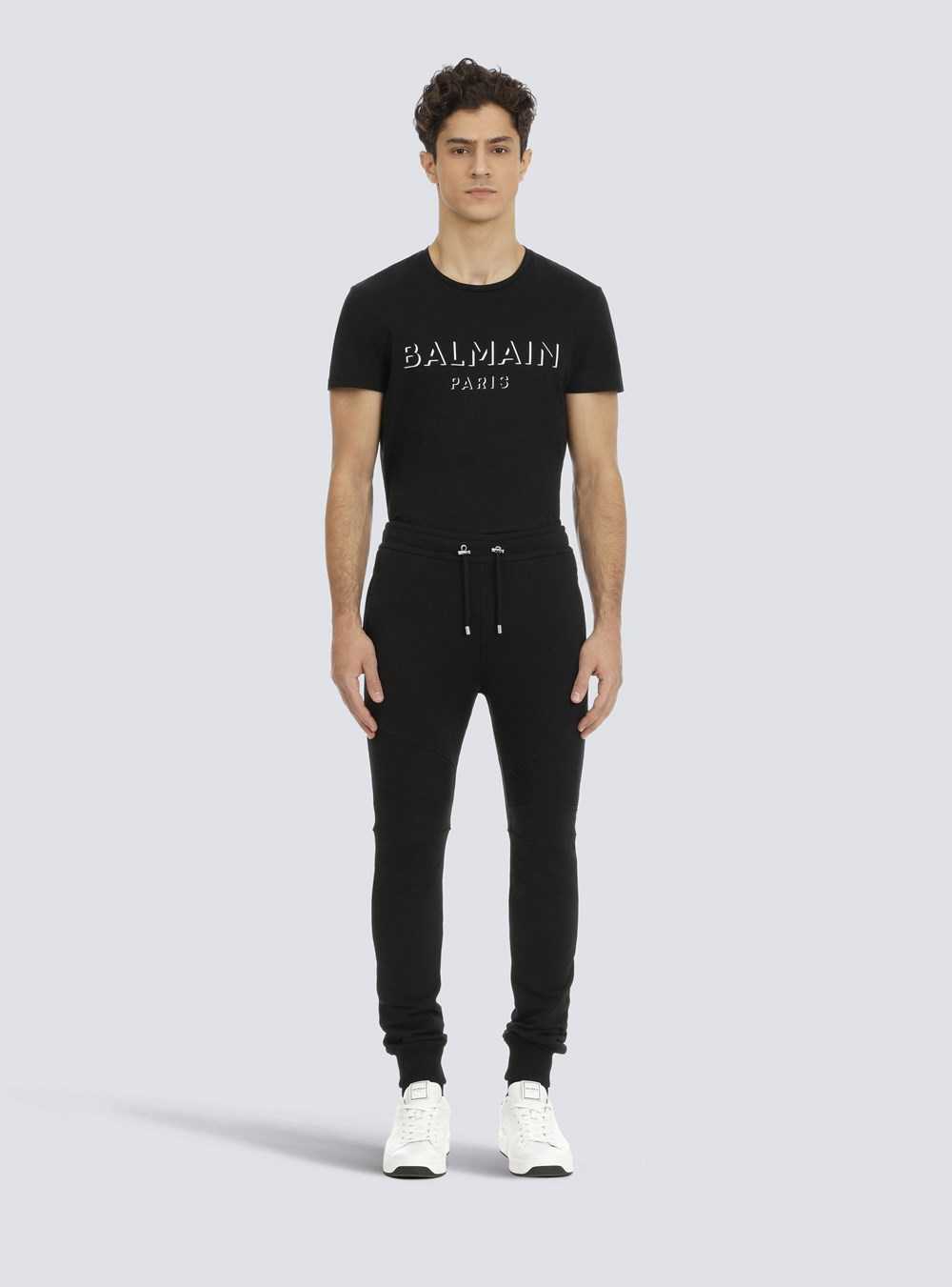 Balmain Eco-designed Cotton Sweatpants With Balmain Logo Print Silver | TYPDXKJ-94