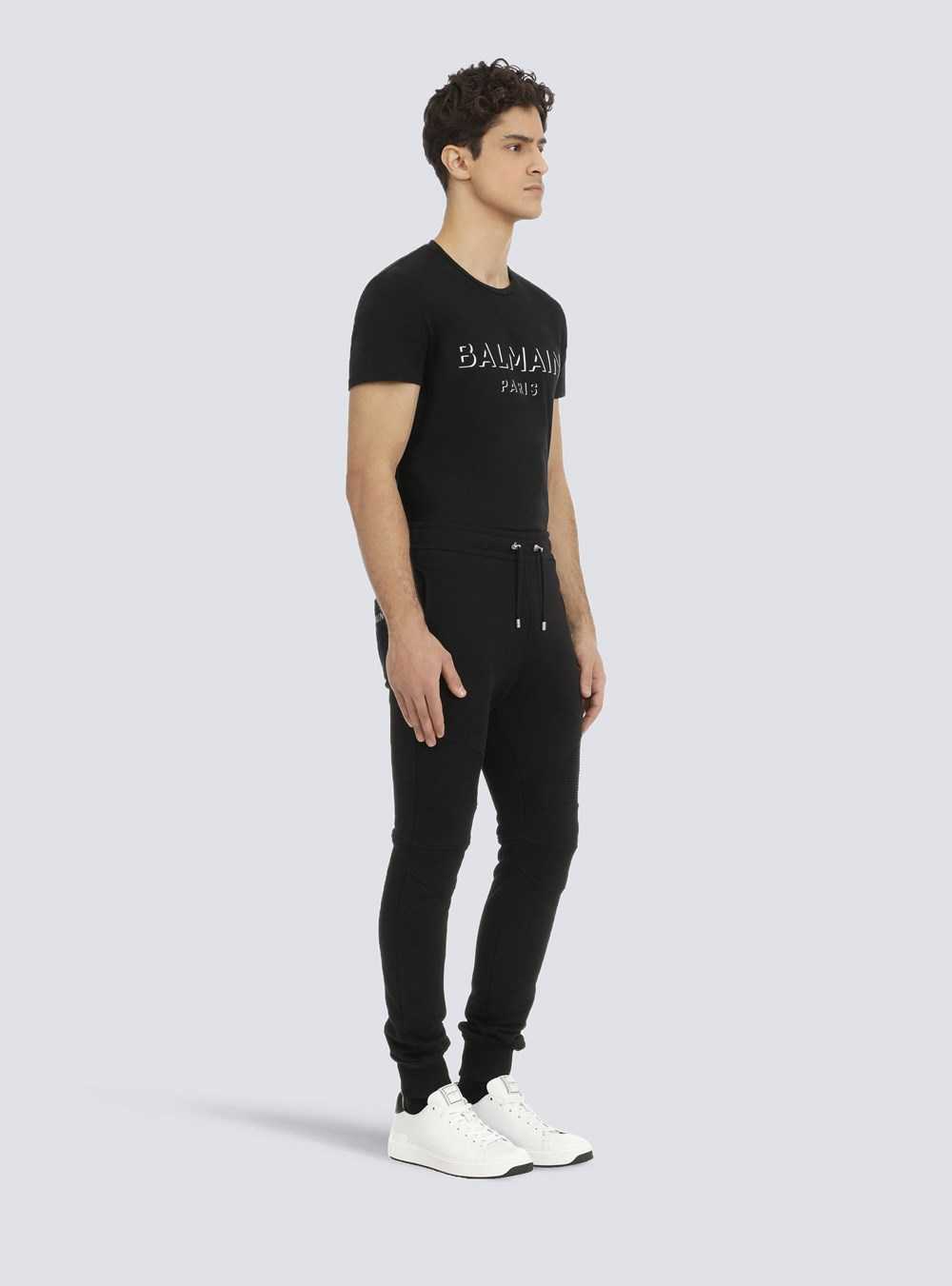 Balmain Eco-designed Cotton Sweatpants With Balmain Logo Print Silver | TYPDXKJ-94