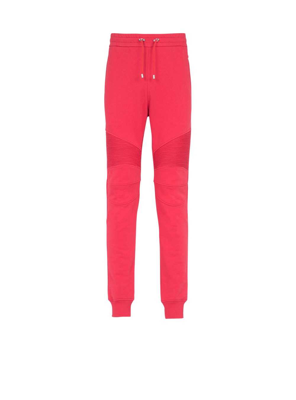 Balmain Eco-designed Cotton Sweatpants With Black Balmain Logo Print Red | VGERXTP-73