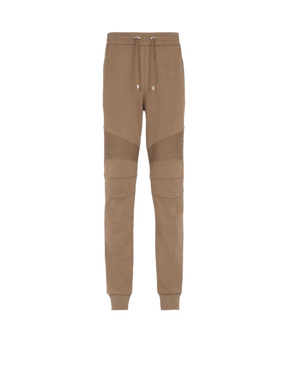 Balmain Eco-designed Cotton Sweatpants With Flocked White Balmain Logo Brown | ZQSFBKJ-35