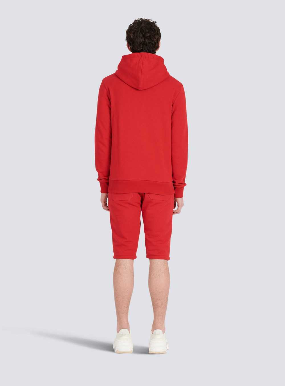 Balmain Eco-designed Cotton Sweatshirt With Small Flocked Balmain Logo Red | AVOFCHP-42