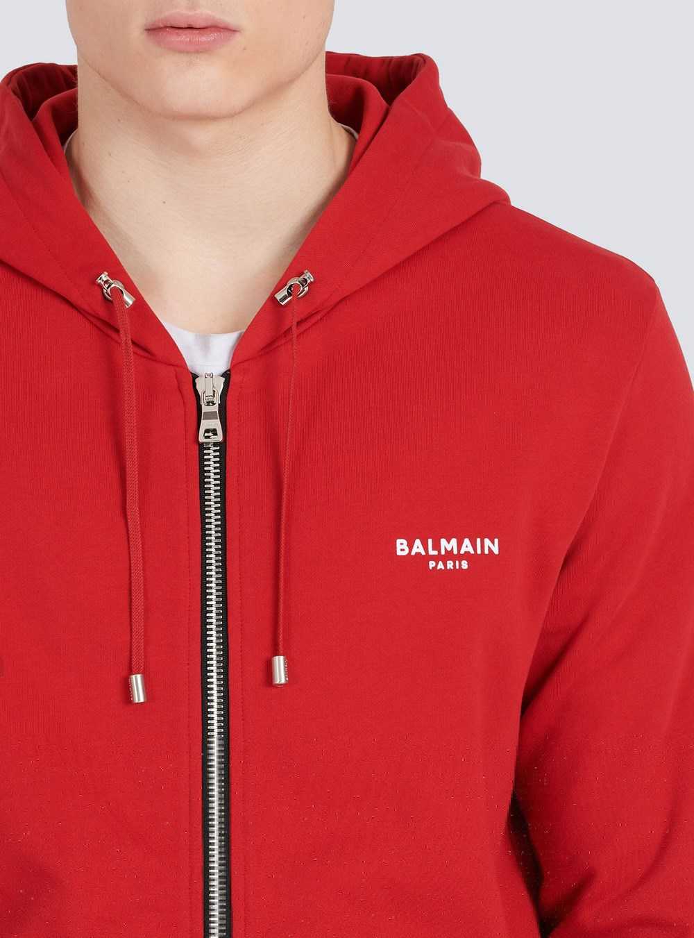 Balmain Eco-designed Cotton Sweatshirt With Small Flocked Balmain Logo Red | AVOFCHP-42