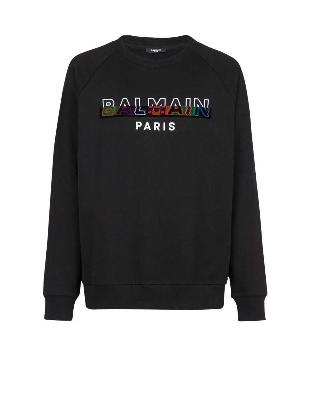 Balmain Eco-designed Cotton Sweatshirt With Balmain Paris Logo Print Black | BMQPGCT-82