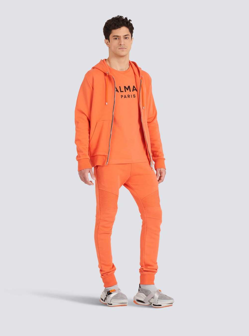 Balmain Eco-designed Cotton Sweatshirt With Balmain Logo Print Orange | CGPKQSD-25