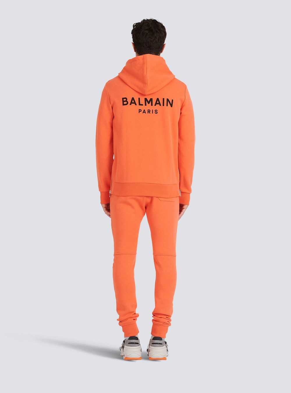 Balmain Eco-designed Cotton Sweatshirt With Balmain Logo Print Orange | CGPKQSD-25