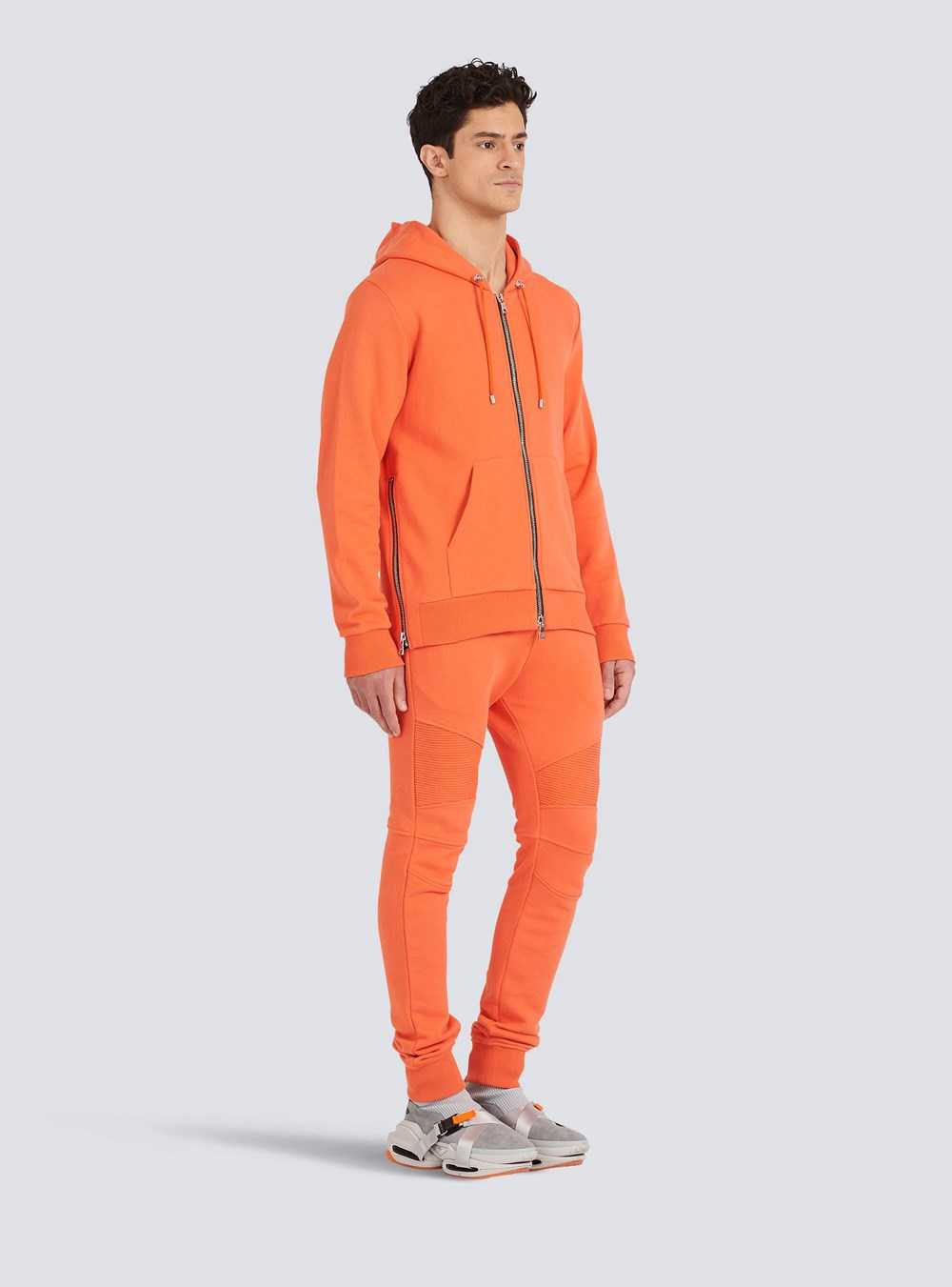 Balmain Eco-designed Cotton Sweatshirt With Balmain Logo Print Orange | CGPKQSD-25