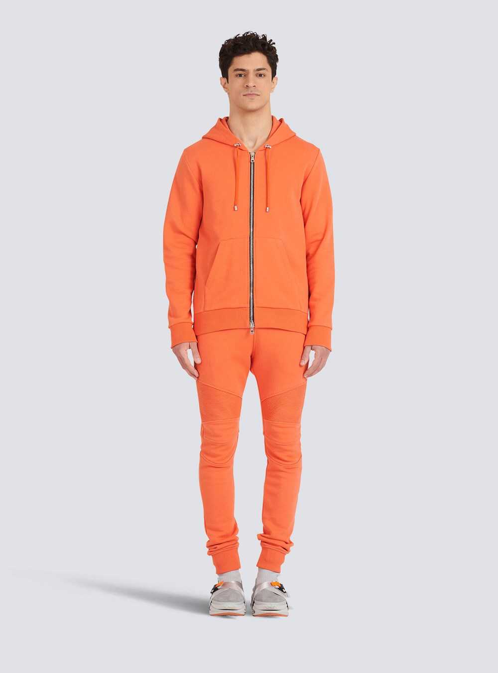 Balmain Eco-designed Cotton Sweatshirt With Balmain Logo Print Orange | CGPKQSD-25