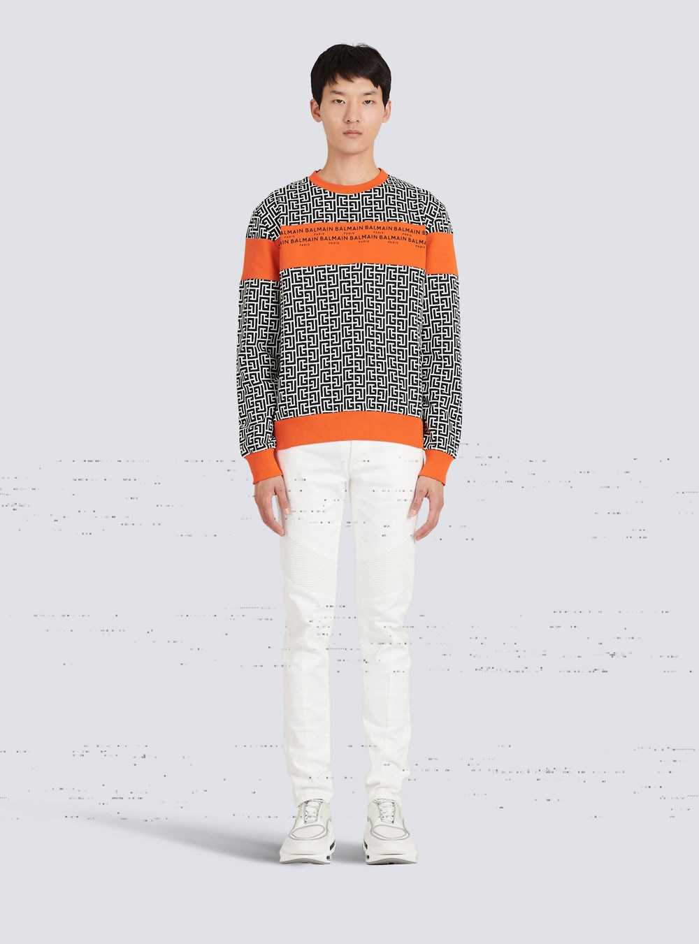 Balmain Eco-designed Cotton Sweatshirt With Balmain Monogram Logo Print Orange | DKBPLGM-46