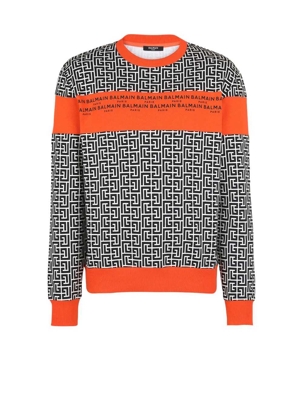 Balmain Eco-designed Cotton Sweatshirt With Balmain Monogram Logo Print Orange | DKBPLGM-46