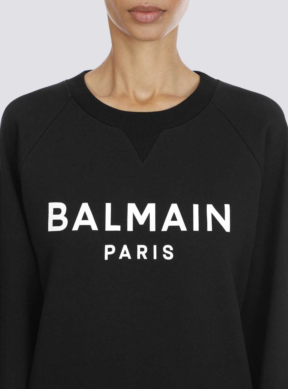 Balmain Eco-designed Cotton Sweatshirt With Balmain Logo Print Black | DPCLNVG-32