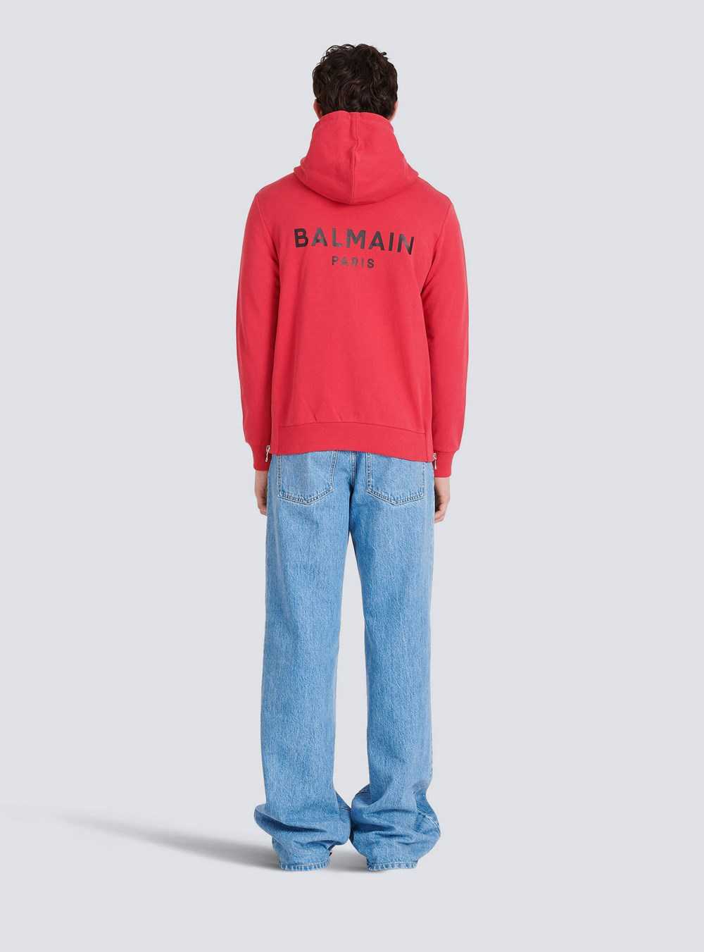 Balmain Eco-designed Cotton Sweatshirt With Balmain Logo Print Red | FHKZQOG-82