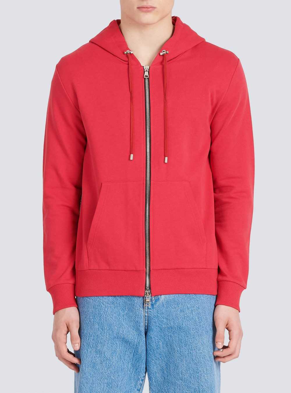 Balmain Eco-designed Cotton Sweatshirt With Balmain Logo Print Red | FHKZQOG-82