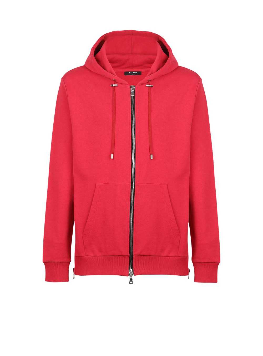 Balmain Eco-designed Cotton Sweatshirt With Balmain Logo Print Red | FHKZQOG-82