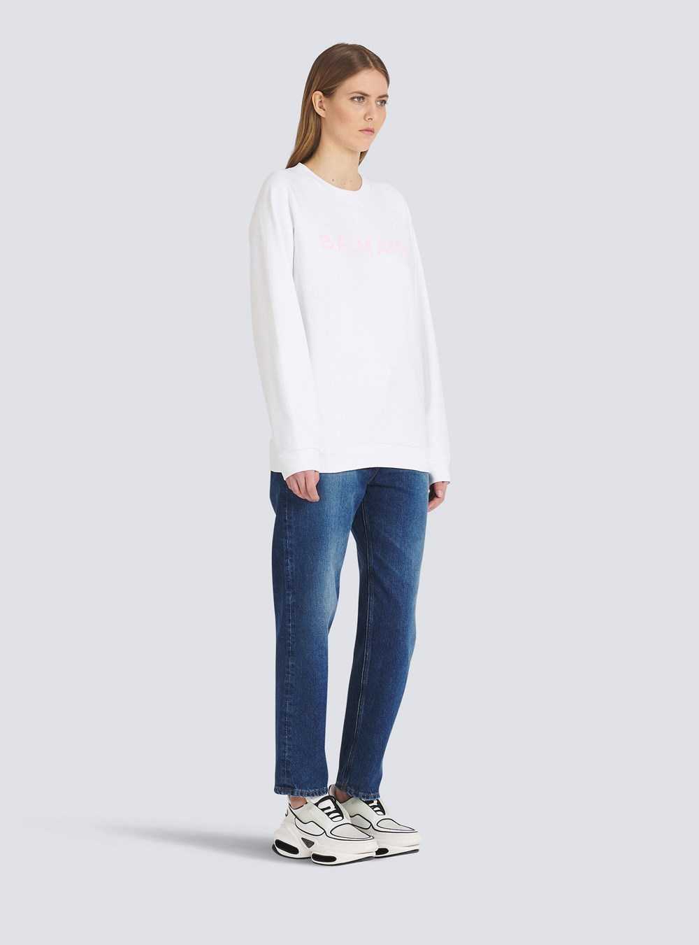 Balmain Eco-designed Cotton Sweatshirt With Balmain Logo Print Pink | GRZQYLT-16