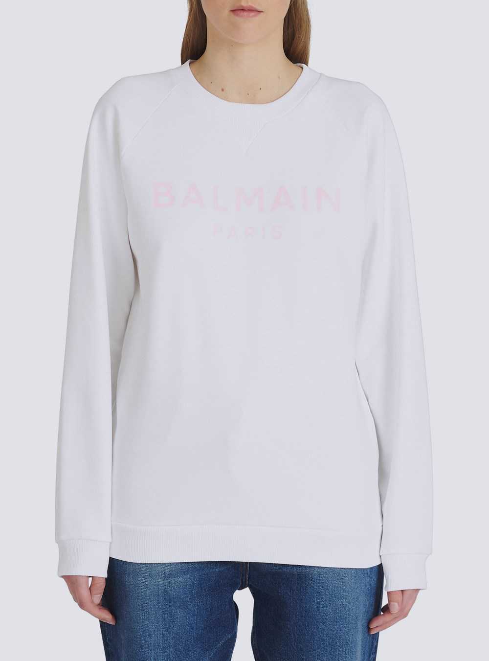 Balmain Eco-designed Cotton Sweatshirt With Balmain Logo Print Pink | GRZQYLT-16