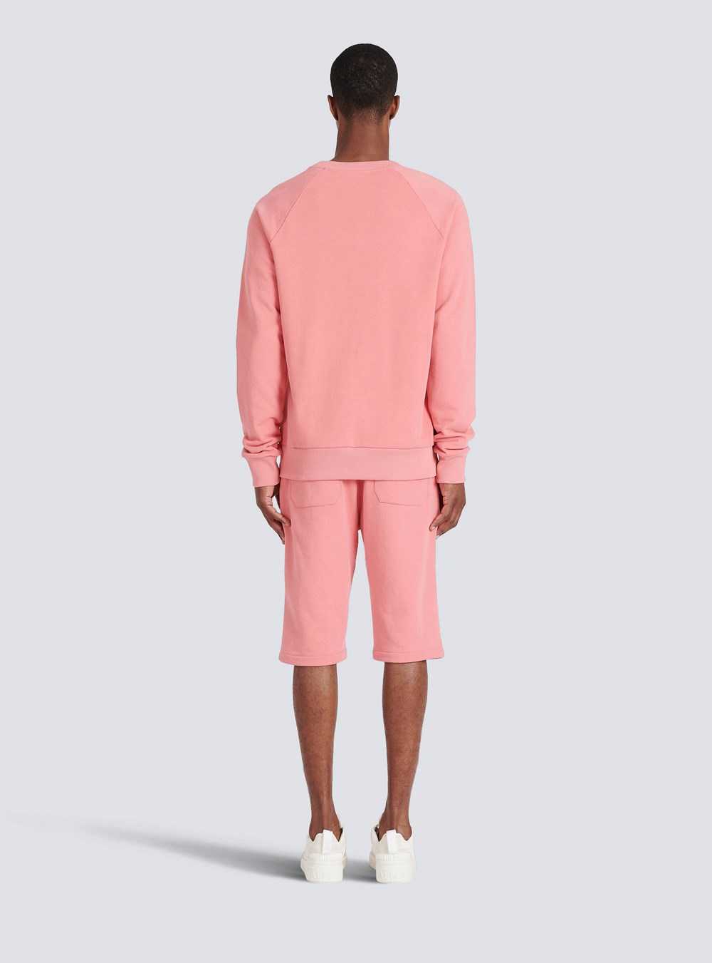 Balmain Eco-designed Cotton Sweatshirt With Small Flocked Balmain Paris Logo Pink | HKDUSBR-90