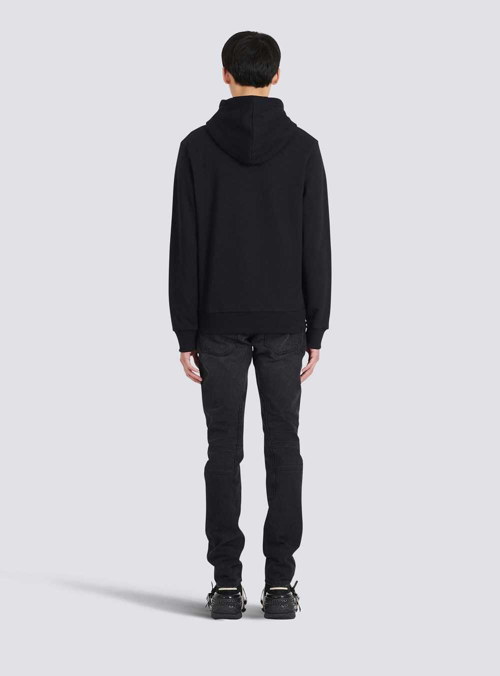 Balmain Eco-designed Cotton Sweatshirt With Small Flocked Balmain Logo Black | HQZENUM-05