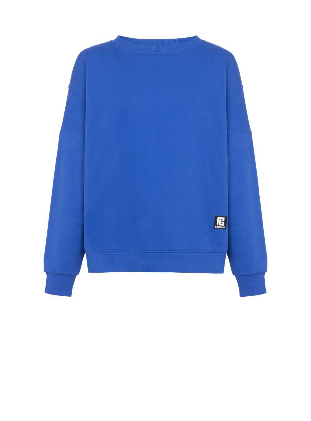 Balmain Eco-designed Cotton Sweatshirt With Balmain Logo Print Navy | IHASTGQ-24